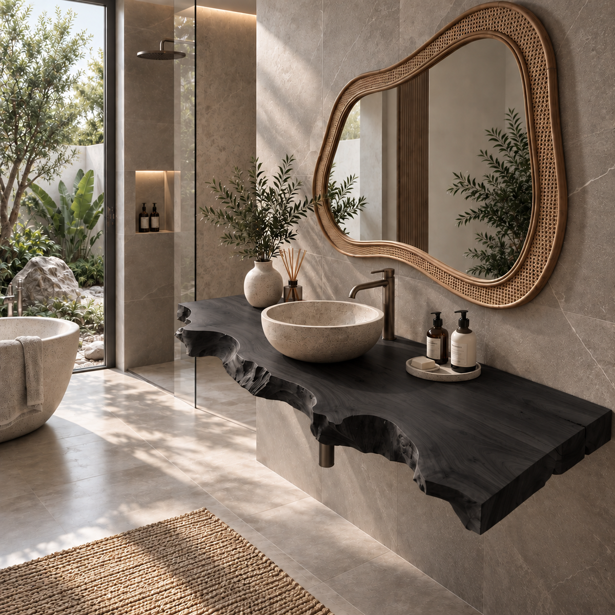 Sierra Live Edge Solid Wood Floating Bathroom Vanity