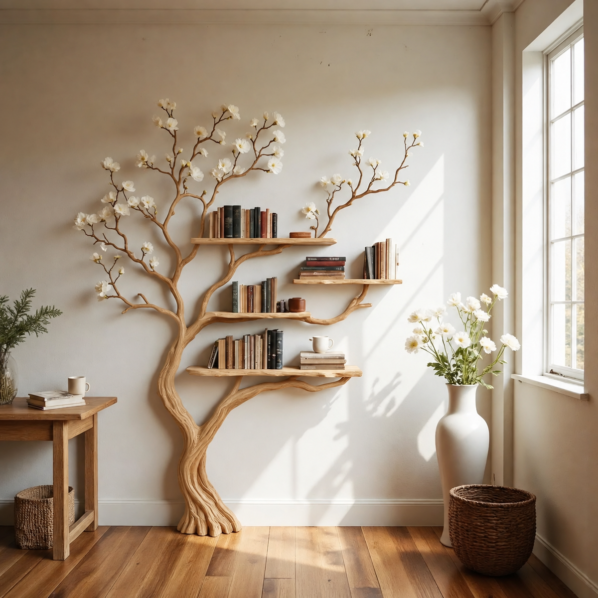 Floravale Handcrafted Solid Wood Tree Bookshelf