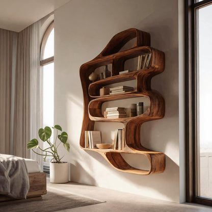 Sculptural Floating Bookshelf For Living Room Or Bedroom Kitchnce
