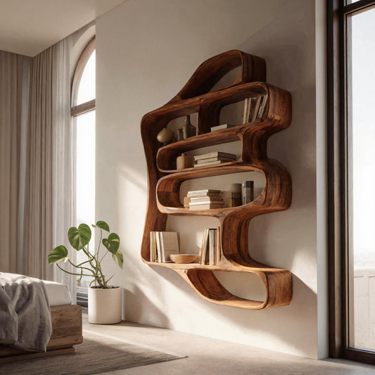 Sculptural Floating Bookshelf For Living Room Or Bedroom Kitchnce