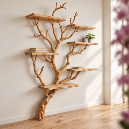 Liora Handcrafted Solid Wood Tree Bookshelf
