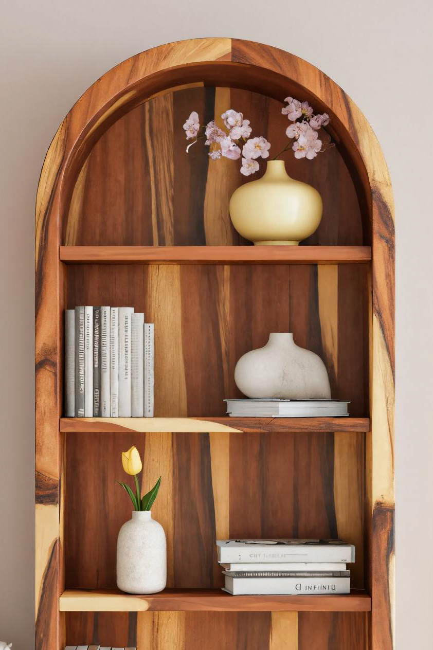 Arched Open Bookshelf For Living Room Or Office Kitchnce
