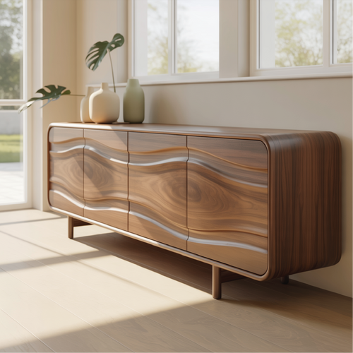 Handcrafted Solid Wood Console Table with Unique Wavy Design for Modern Living Spaces Kitchnce