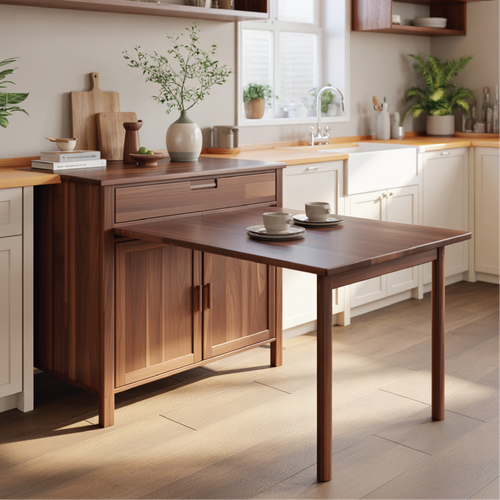 Handcrafted Solid Wood Dining Cabinet with Fold-Out Table for Compact Kitchen Spaces Kitchnce
