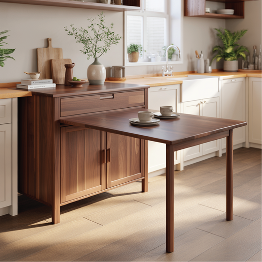 Handcrafted Solid Wood Dining Cabinet with Fold-Out Table for Compact Kitchen Spaces Kitchnce