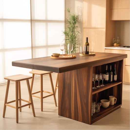 Handcrafted Solid Wood Dining Table with Open Storage and Smooth Rich Grain for Modern Kitchens Kitchnce