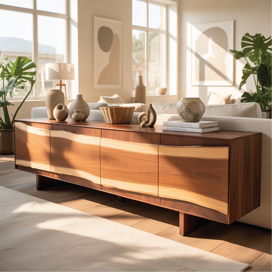 Solid Wood Console Table with Natural Flowing Grain | Handcrafted Luxury Living Room Furniture Kitchnce