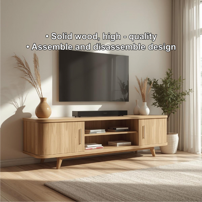 Mid Century Solid Wood TV Stand Modern Media Console Long Entertainment Center Cabinet Kitchnce
