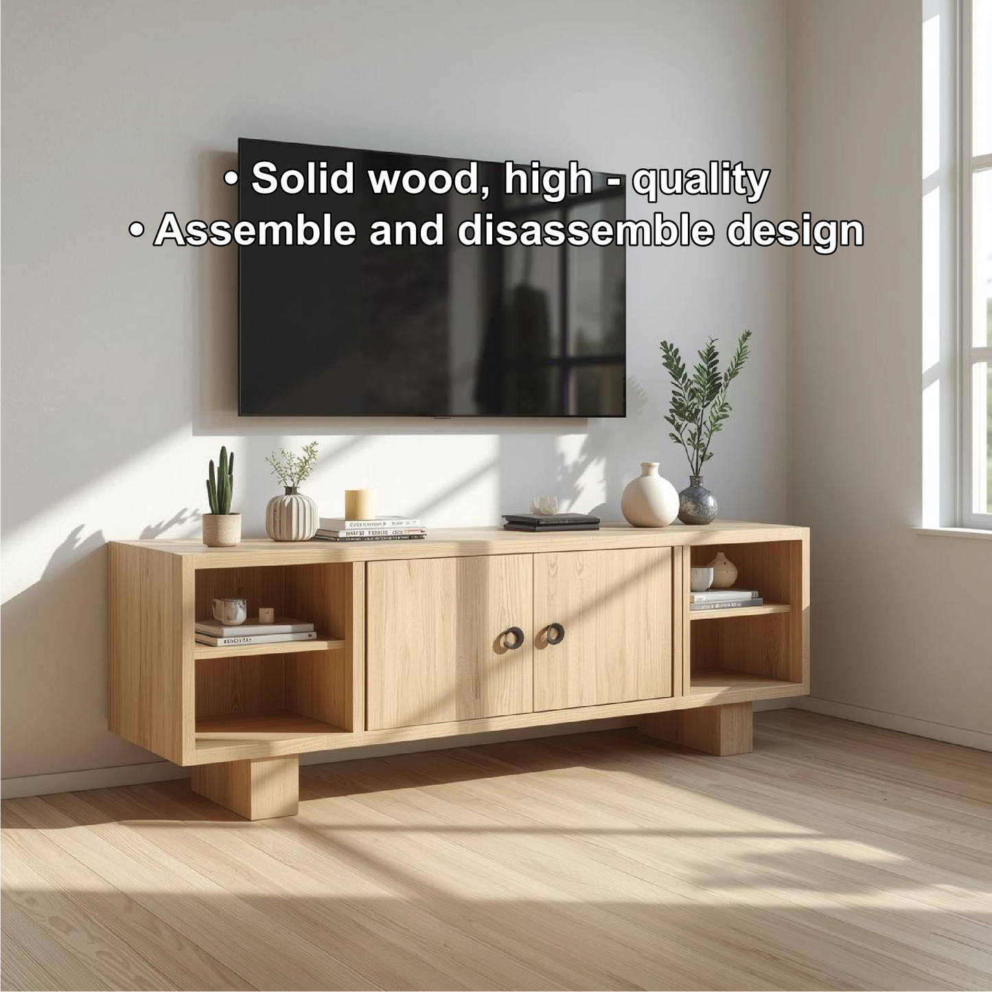 Mid Century Solid Wood TV Stand Modern Media Console Entertainment Center Storage Cabinet Kitchnce