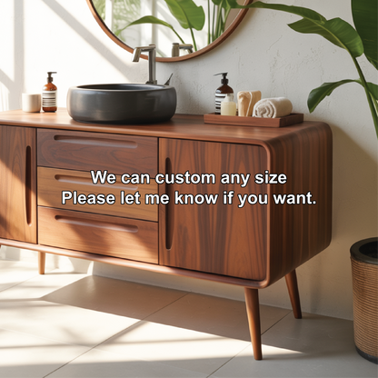 Mid Century Modern Solid Wood Bathroom Vanity Cabinet With Drawers And Doors Kitchnce