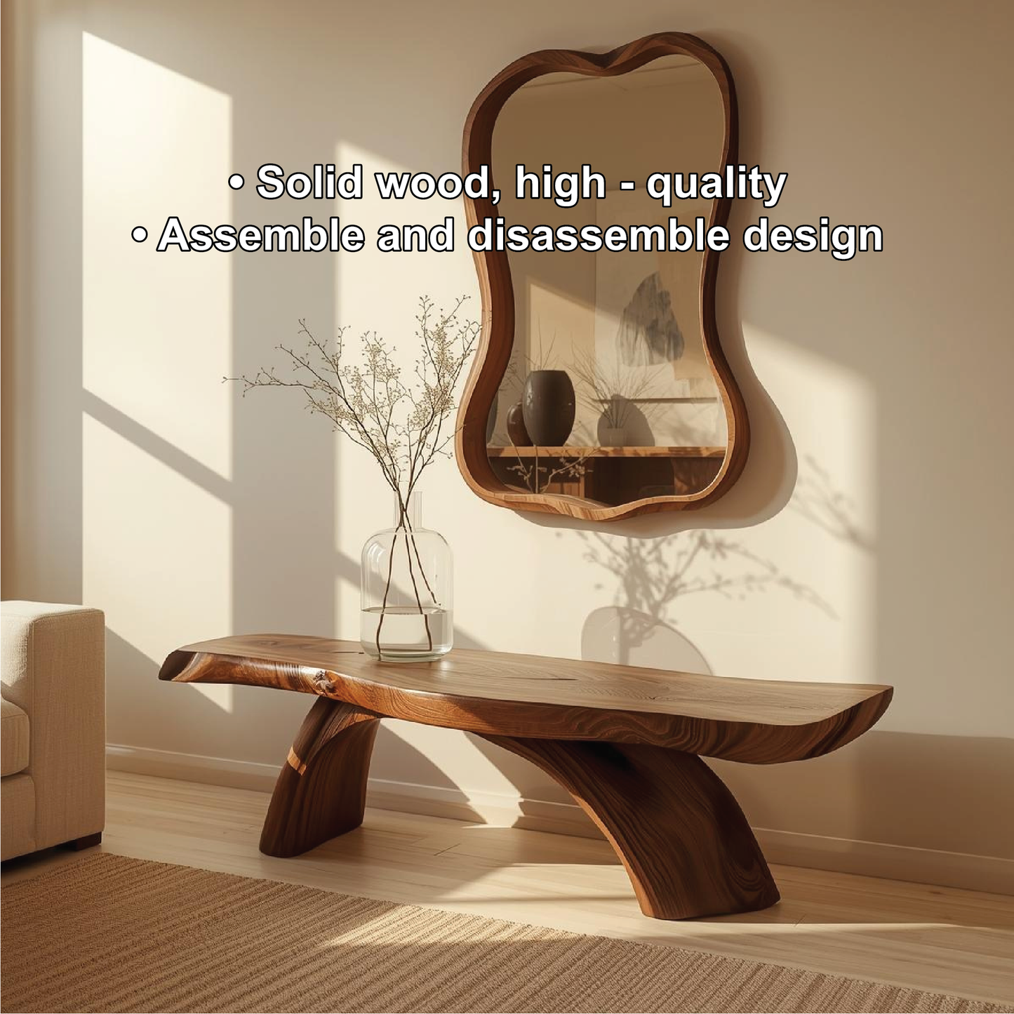 Handcrafted Solid Wood Entryway Bench with Curved Live Edge Design for Modern Natural Interiors Kitchnce