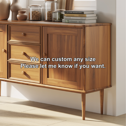 Handcrafted Solid Wood Dining Storage Sideboard with Raised Leg Design and Smooth Drawer Fronts Kitchnce