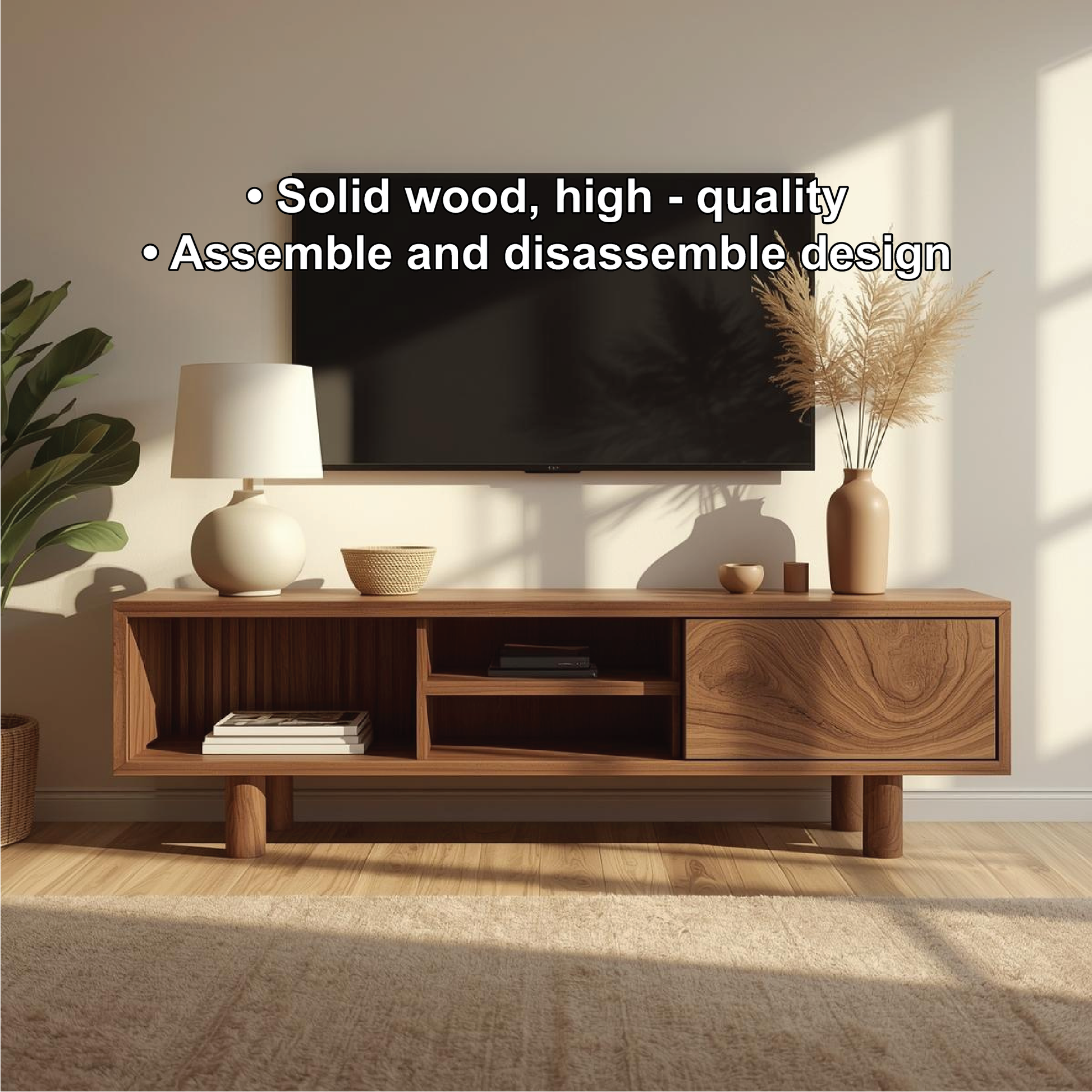 Mid Century Solid Wood TV Stand Modern Media Console Entertainment Center Cabinet Storage Kitchnce