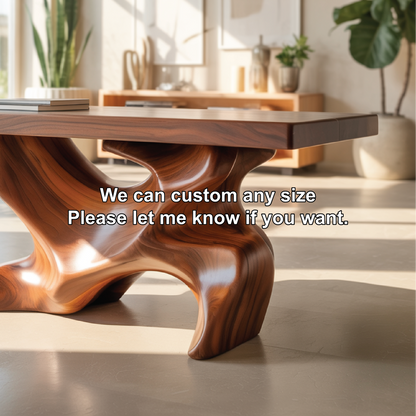 Solid Wood Console Table with Sculptural Organic Base – Handcrafted Statement Furniture Kitchnce