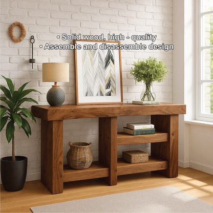 Handcrafted Solid Wood Console Table with Modern Rustic Design for Entryway or Living Room Kitchnce