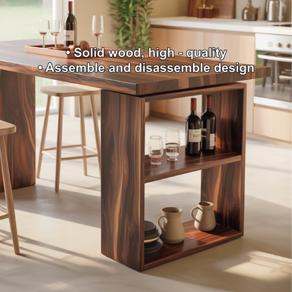 Handcrafted Solid Wood Dining Table with Rich Grain and Open Storage for Modern Kitchens Kitchnce
