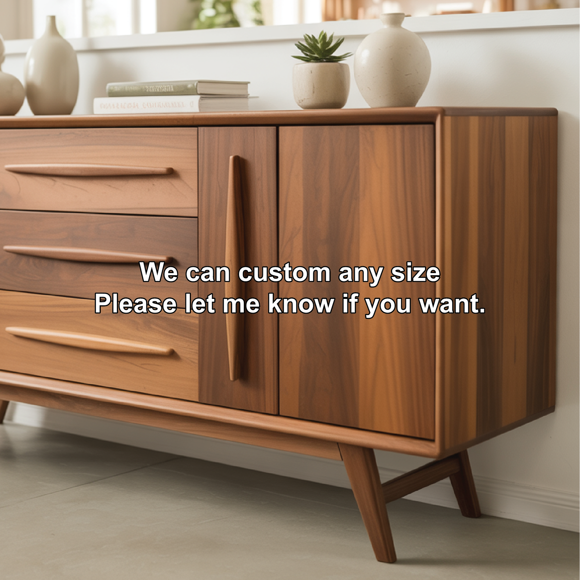 Handcrafted Solid Wood Dining Storage Cabinet with Mid-Century Design and Smooth Drawer Fronts Kitchnce