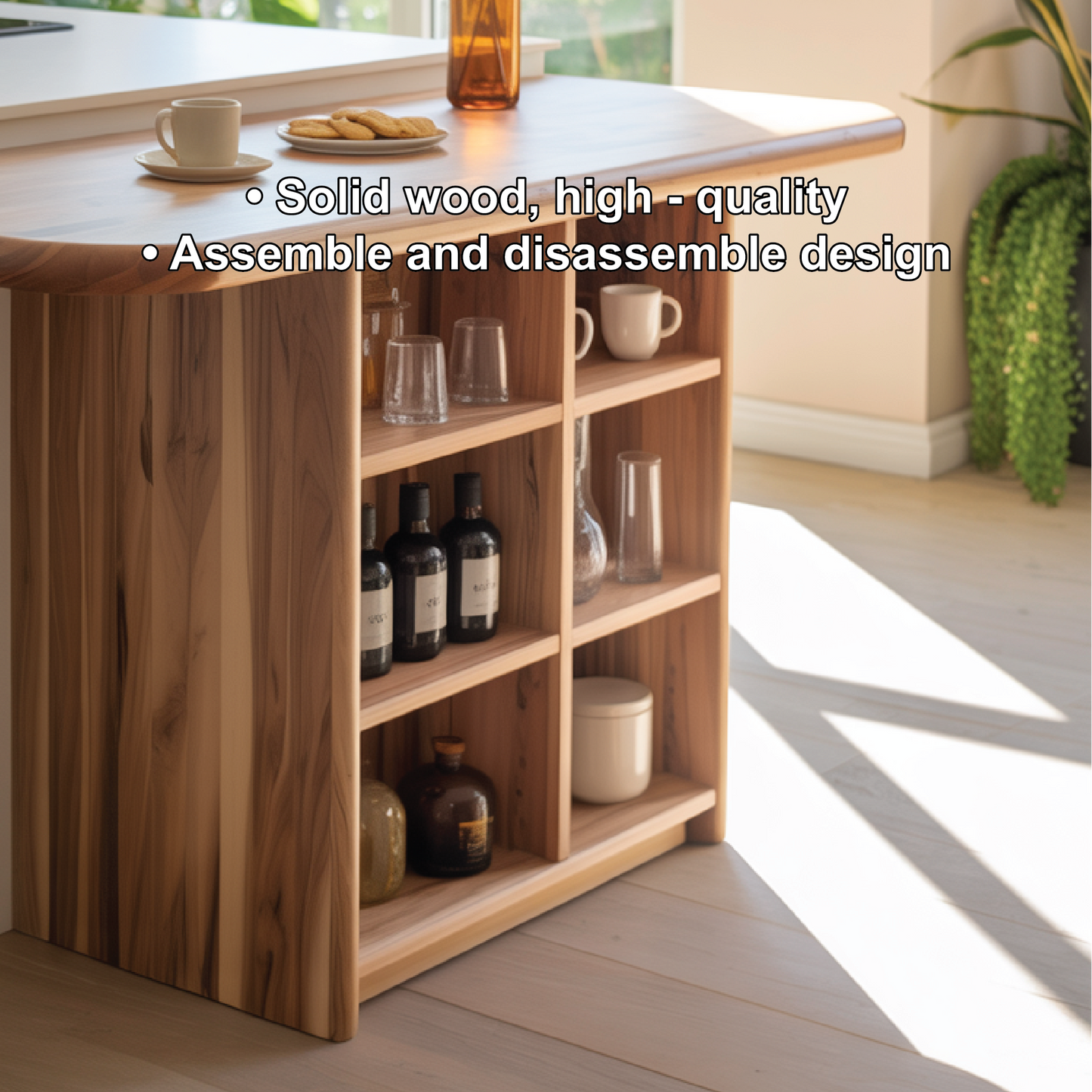 Handcrafted Solid Wood Dining Table with Rounded Edge and Multi-Shelf Storage for Modern Kitchens Kitchnce