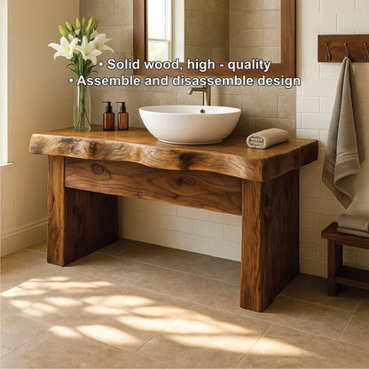 Handcrafted Solid Wood Bathroom Vanity with Live Edge Design for Natural and Modern Interiors Kitchnce