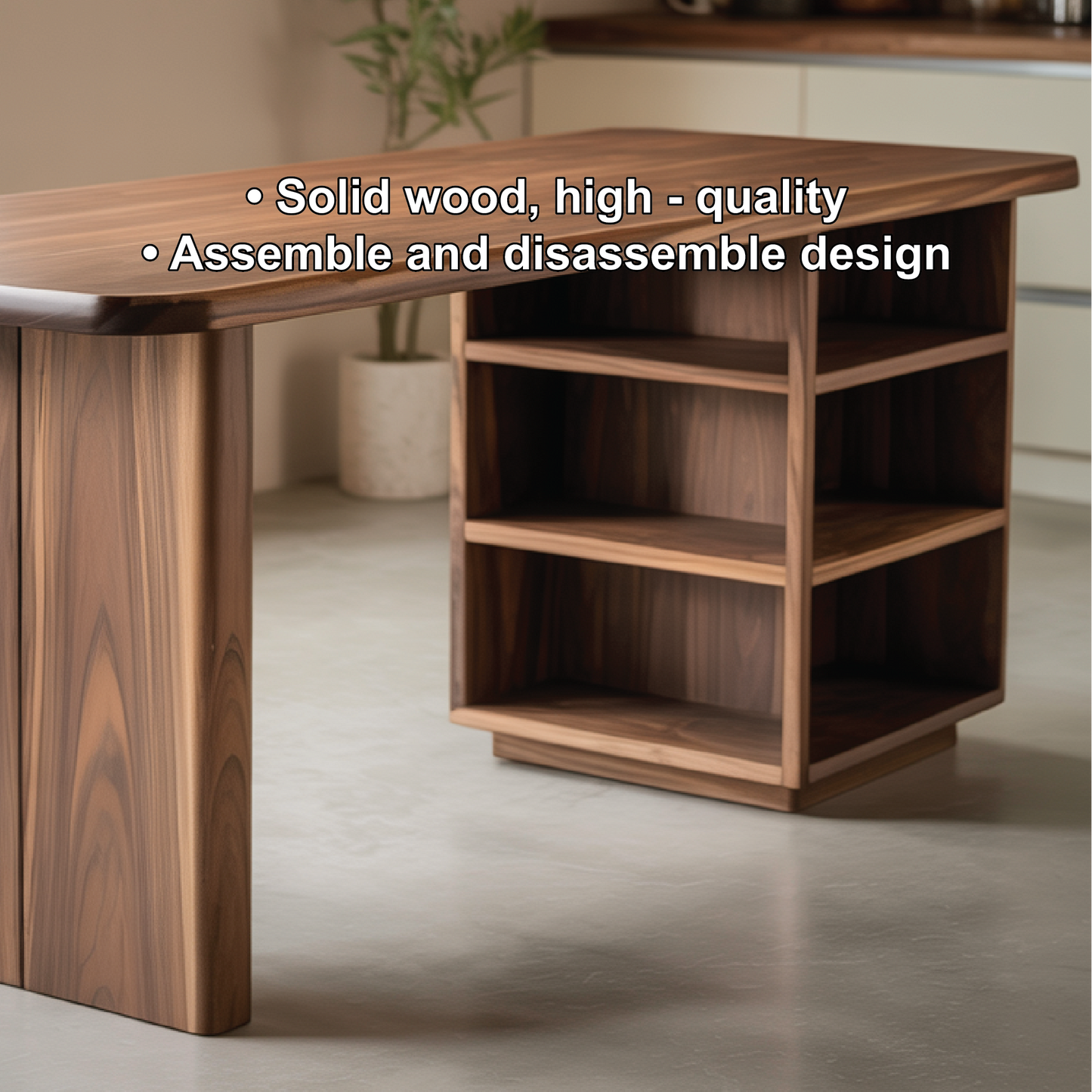 Handcrafted Solid Wood Dining Table with Rounded Edges and Open Storage for Modern Kitchens Kitchnce