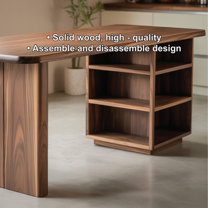 Handcrafted Solid Wood Dining Table with Rounded Edges and Open Storage for Modern Kitchens Kitchnce