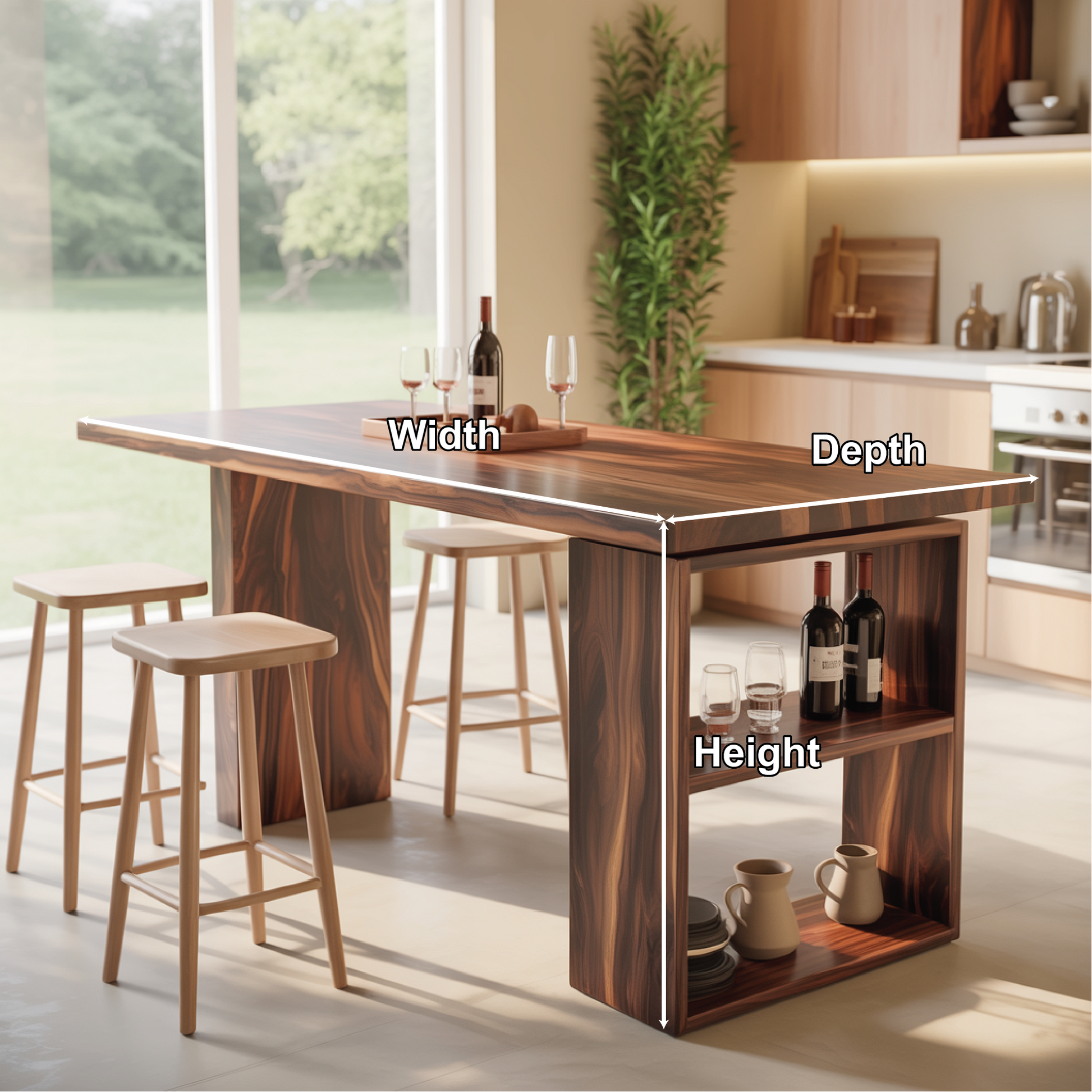 Handcrafted Solid Wood Dining Table with Rich Grain and Open Storage for Modern Kitchens Kitchnce