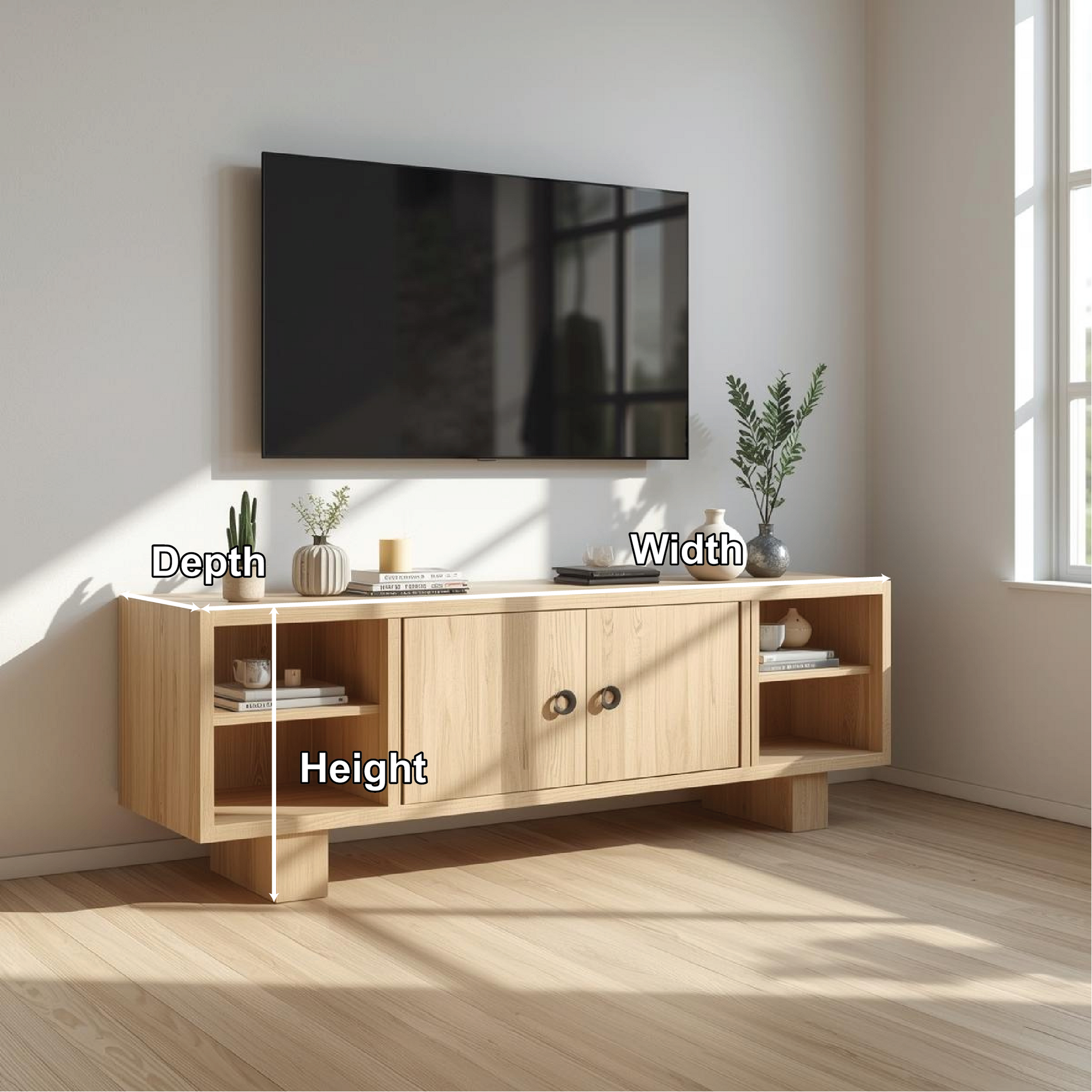 Mid Century Solid Wood TV Stand Modern Media Console Entertainment Center Storage Cabinet Kitchnce