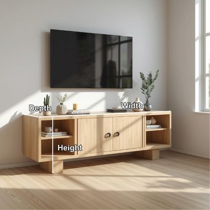 Mid Century Solid Wood TV Stand Modern Media Console Entertainment Center Storage Cabinet Kitchnce
