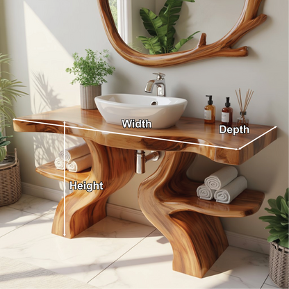 Handcrafted Solid Wood Bathroom Vanity with Live Edge Design for Natural Luxury Spaces Kitchnce