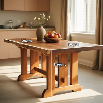 Handcrafted Live Edge Solid Wood Dining Table – Rustic Kitchen Table with Natural Finish Kitchnce