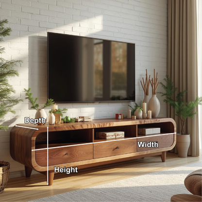Mid Century Walnut TV Stand Solid Wood Media Console Modern Entertainment Center Cabinet Kitchnce