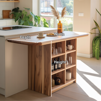 Handcrafted Solid Wood Dining Table with Rounded Edge and Multi-Shelf Storage for Modern Kitchens Kitchnce