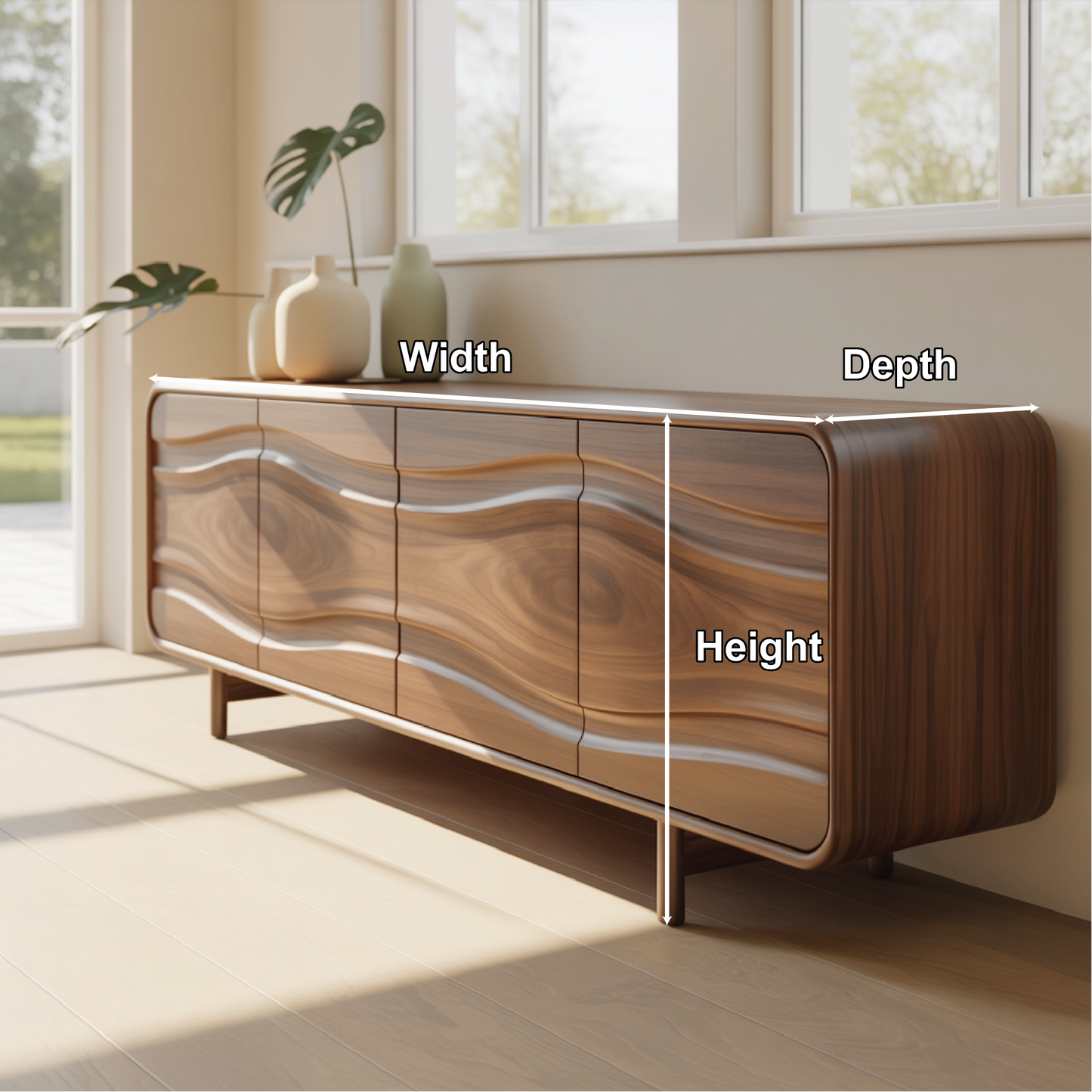 Handcrafted Solid Wood Console Table with Unique Wavy Design for Modern Living Spaces Kitchnce