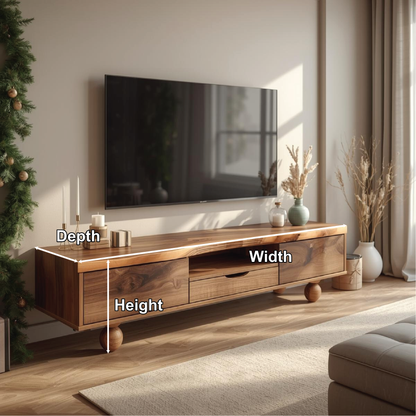 Mid Century Solid Wood TV Stand Modern Media Console Long Entertainment Center Cabinet Kitchnce