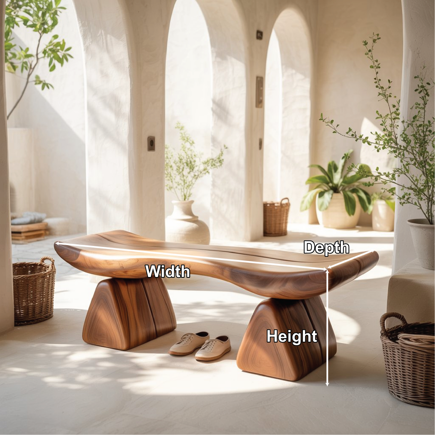 Handcrafted Solid Wood Entryway Bench with Sculpted Organic Form for Modern Minimalist Spaces Kitchnce