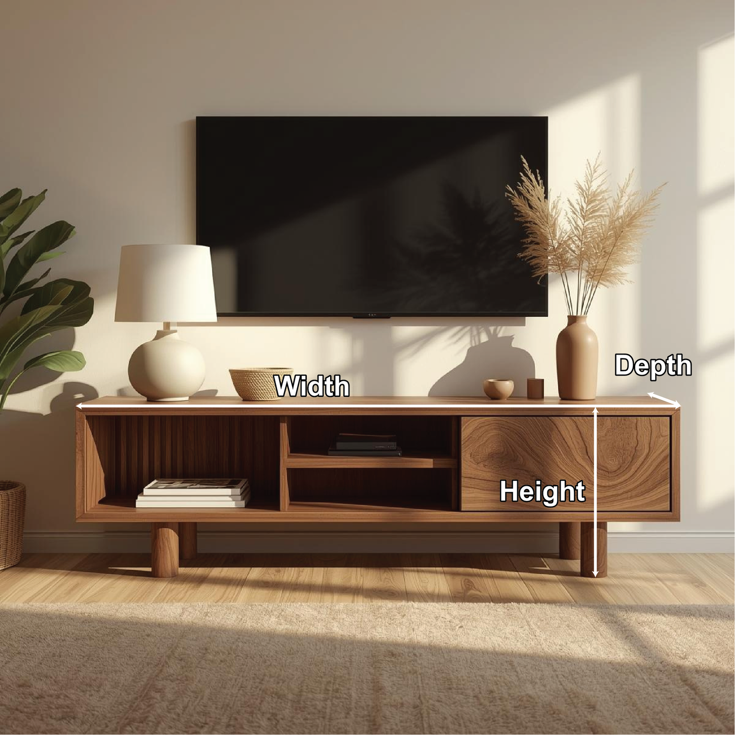 Mid Century Solid Wood TV Stand Modern Media Console Entertainment Center Cabinet Storage Kitchnce