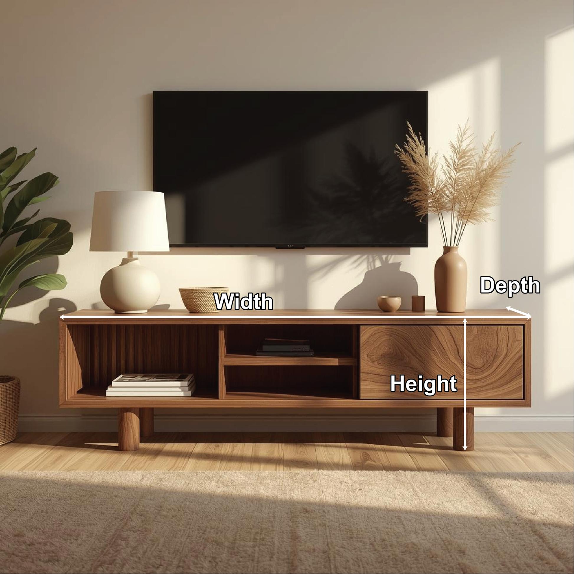 Mid Century Solid Wood TV Stand Modern Media Console Entertainment Center Cabinet Storage Kitchnce