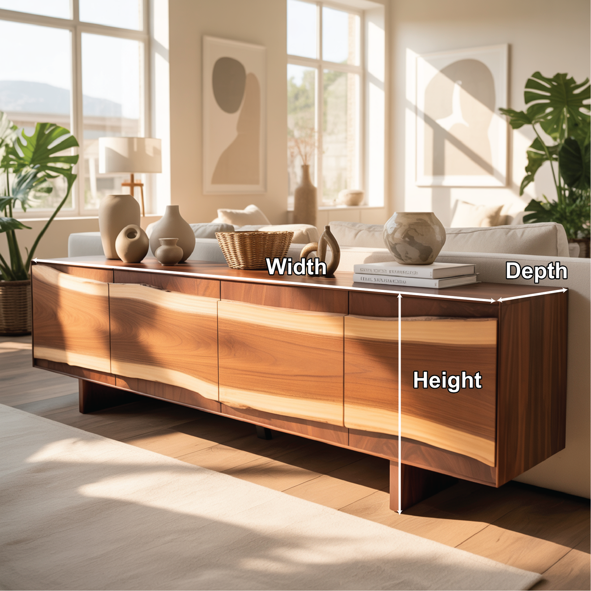 Solid Wood Console Table with Natural Flowing Grain | Handcrafted Luxury Living Room Furniture Kitchnce