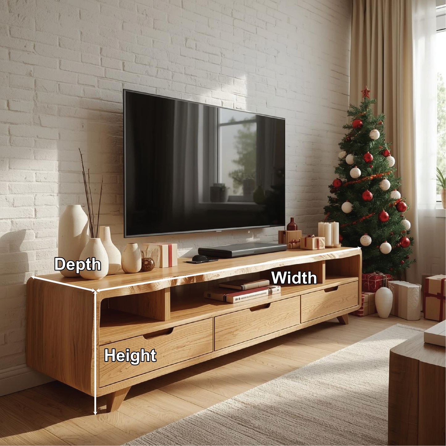 Mid Century Solid Wood Television Stand Walnut Media Console with Drawers Living Room Storage Kitchnce