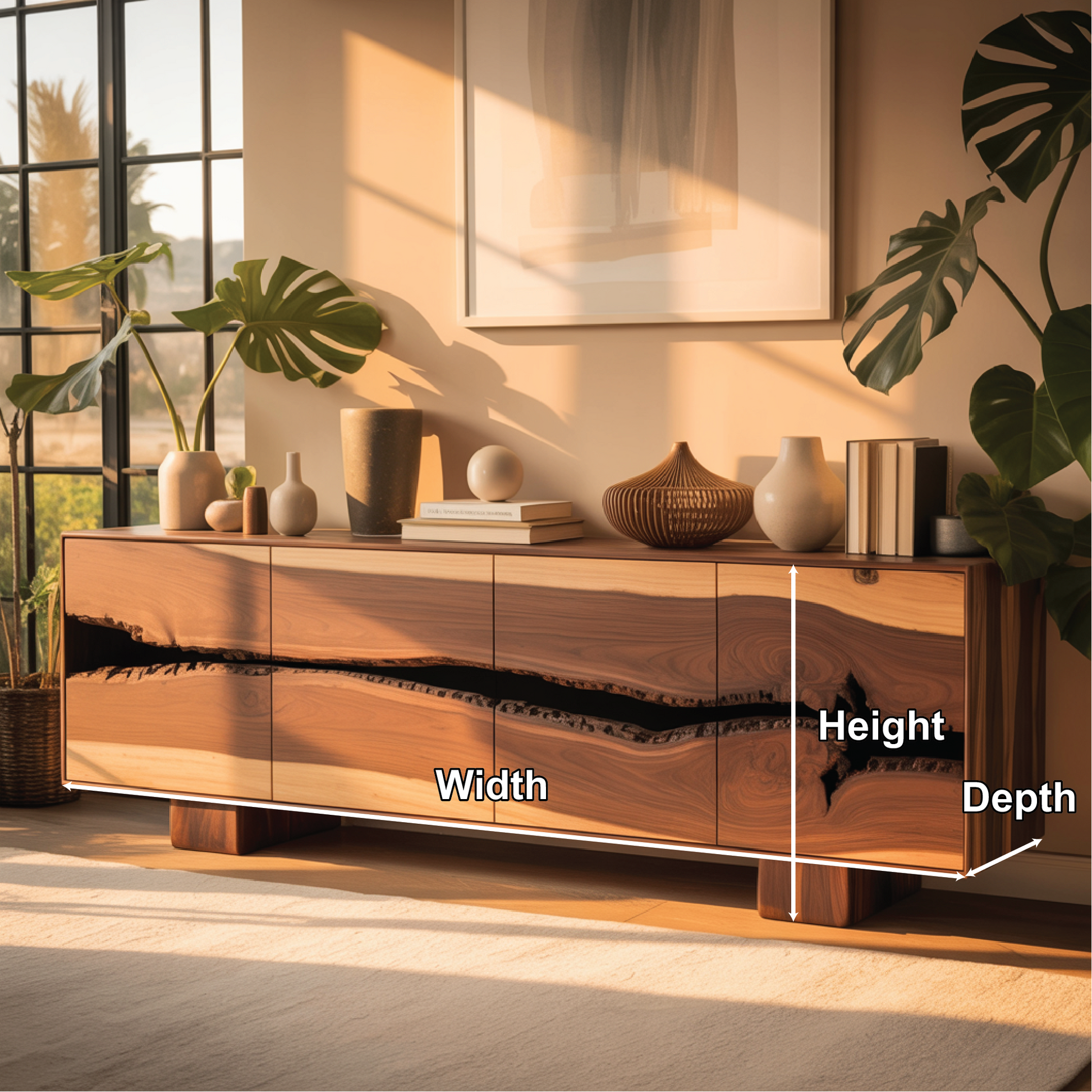 Handcrafted Solid Wood Console Table with Natural Live-Edge Pattern for Modern Living Spaces Kitchnce