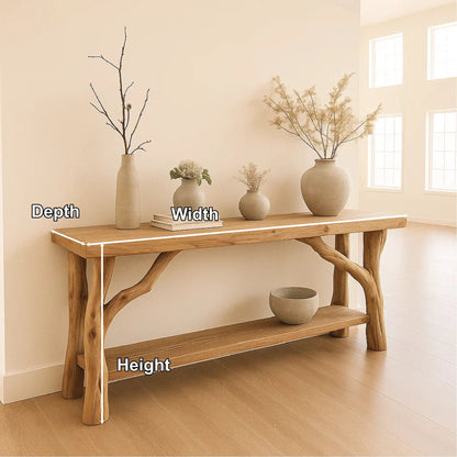 Handcrafted Solid Wood Console Table with Natural Branch Legs for Organic Minimalist Interiors Kitchnce
