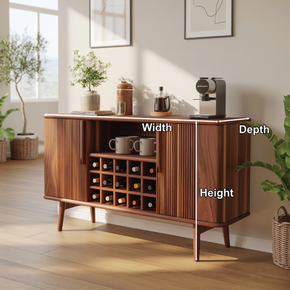 Solid Wood Wine Storage Cabinet with Slatted Doors and Multi-Bottle Rack for Modern Homes Kitchnce