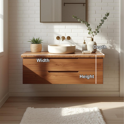 Handcrafted Solid Wood Floating Vanity with Minimalist Design and Natural Live Edge Detail Kitchnce