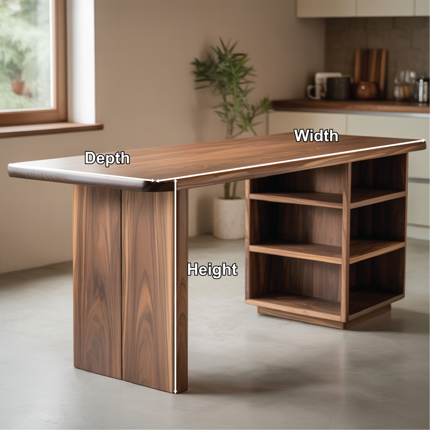 Handcrafted Solid Wood Dining Table with Rounded Edges and Open Storage for Modern Kitchens Kitchnce