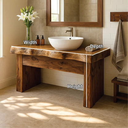 Handcrafted Solid Wood Bathroom Vanity with Live Edge Design for Natural and Modern Interiors Kitchnce