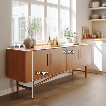 Handcrafted Solid Wood Dining Storage Sideboard with Clean Modern Lines and Four Cabinet Doors Kitchnce