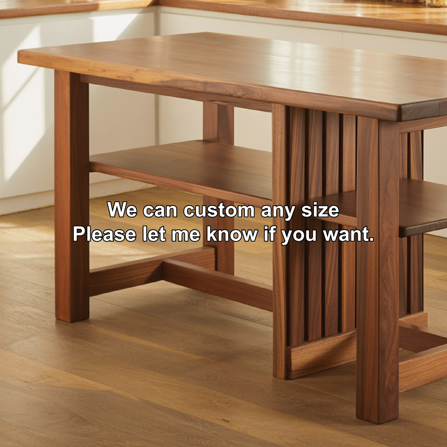 Handcrafted Solid Wood Dining Table with Open Storage Shelves for Modern Natural Kitchens Kitchnce