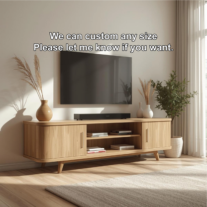 Mid Century Solid Wood TV Stand Modern Media Console Long Entertainment Center Cabinet Kitchnce