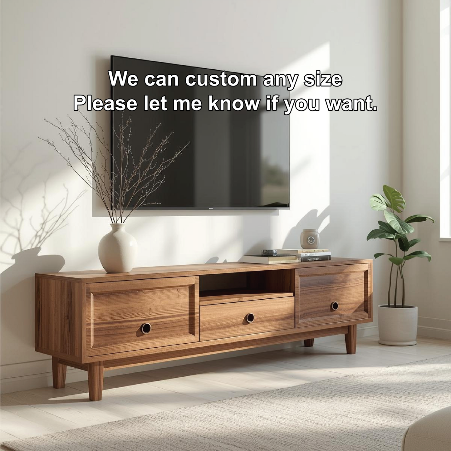Mid Century Solid Wood TV Stand Modern Media Console Entertainment Center Cabinet Kitchnce