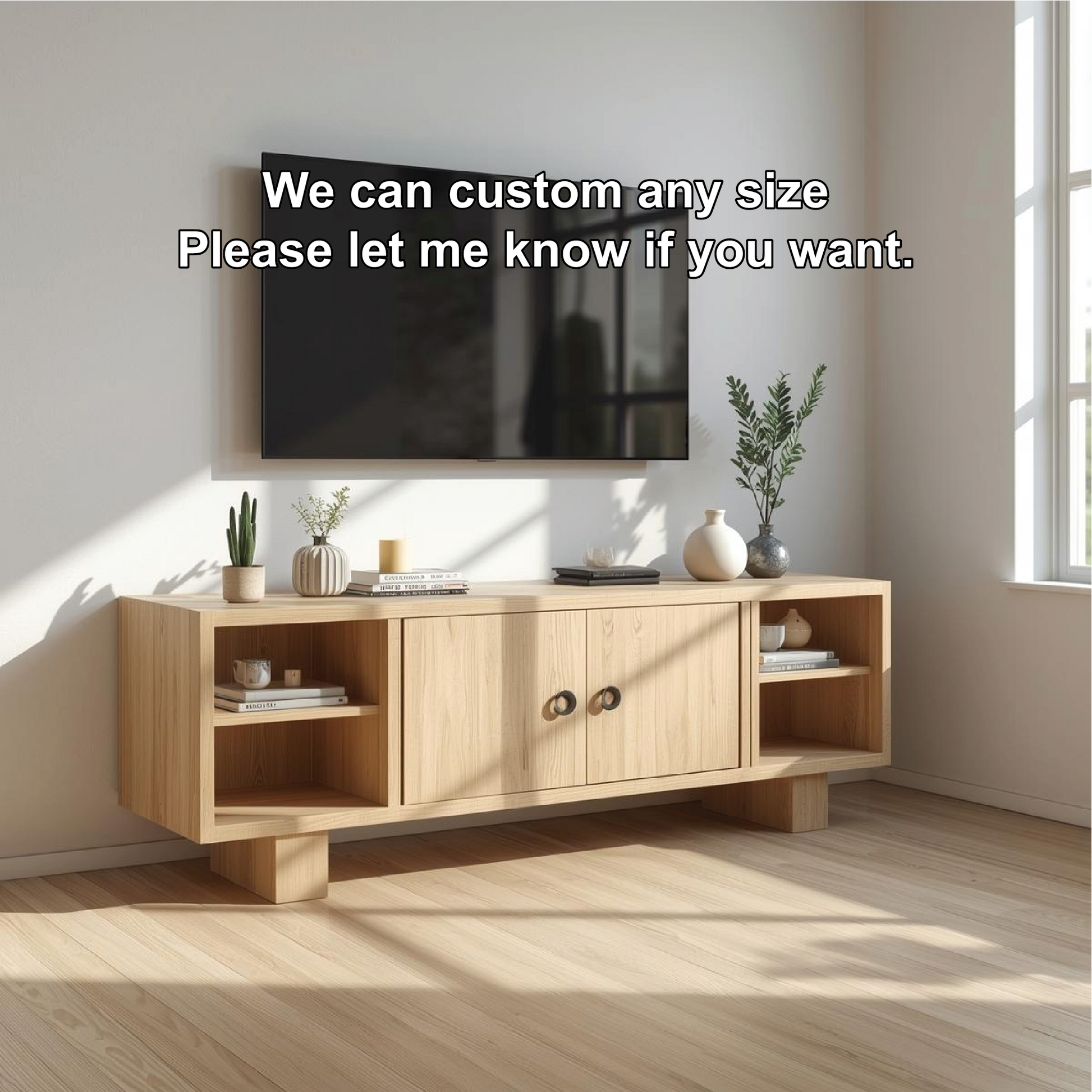 Mid Century Solid Wood TV Stand Modern Media Console Entertainment Center Storage Cabinet Kitchnce